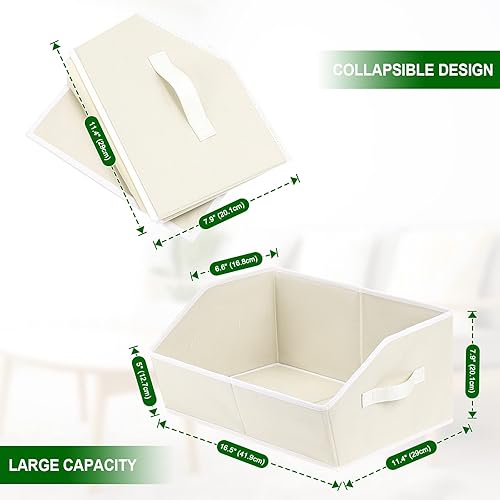 Miniatura 2 de Organizador trapezoidal para armario, cestas grandes para organizar, caja de almacenamiento de tela para estantes, cubos de almacenamiento para Beige