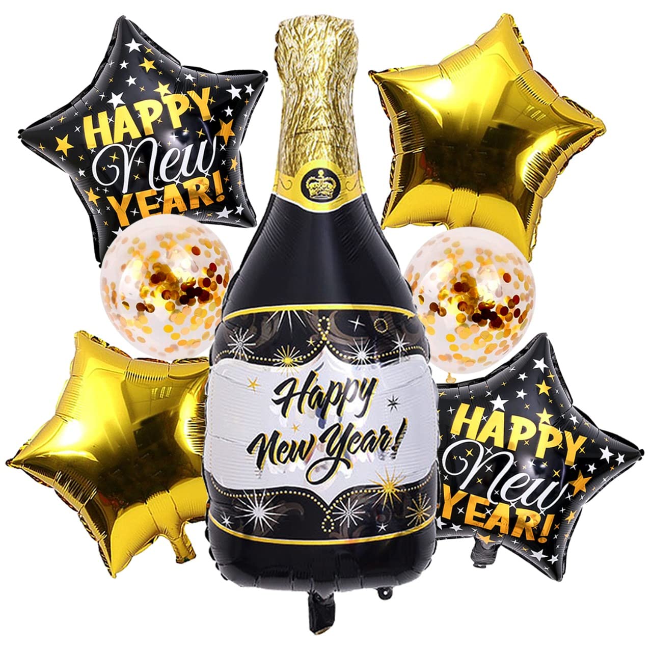 AMFIN® (Pack of 7) New year decoration items/New Year 2023 balloons/New Year 2023 Foil / 2023 New Year foil/Star foil 2023 / Confetti Balloons 2023
