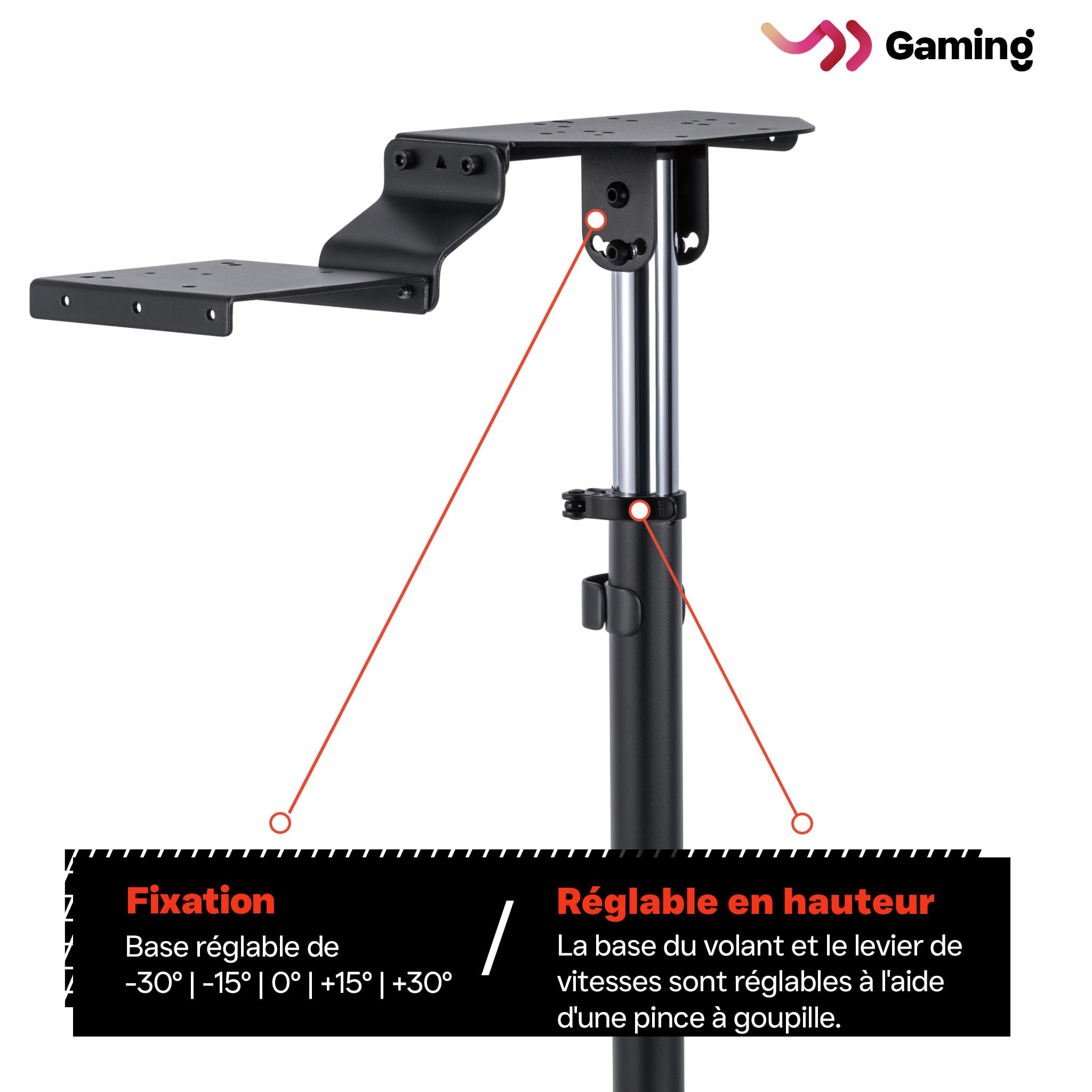 VDD Gaming - Support pour volant - support standard pour volant de course - cockpit de course - noir