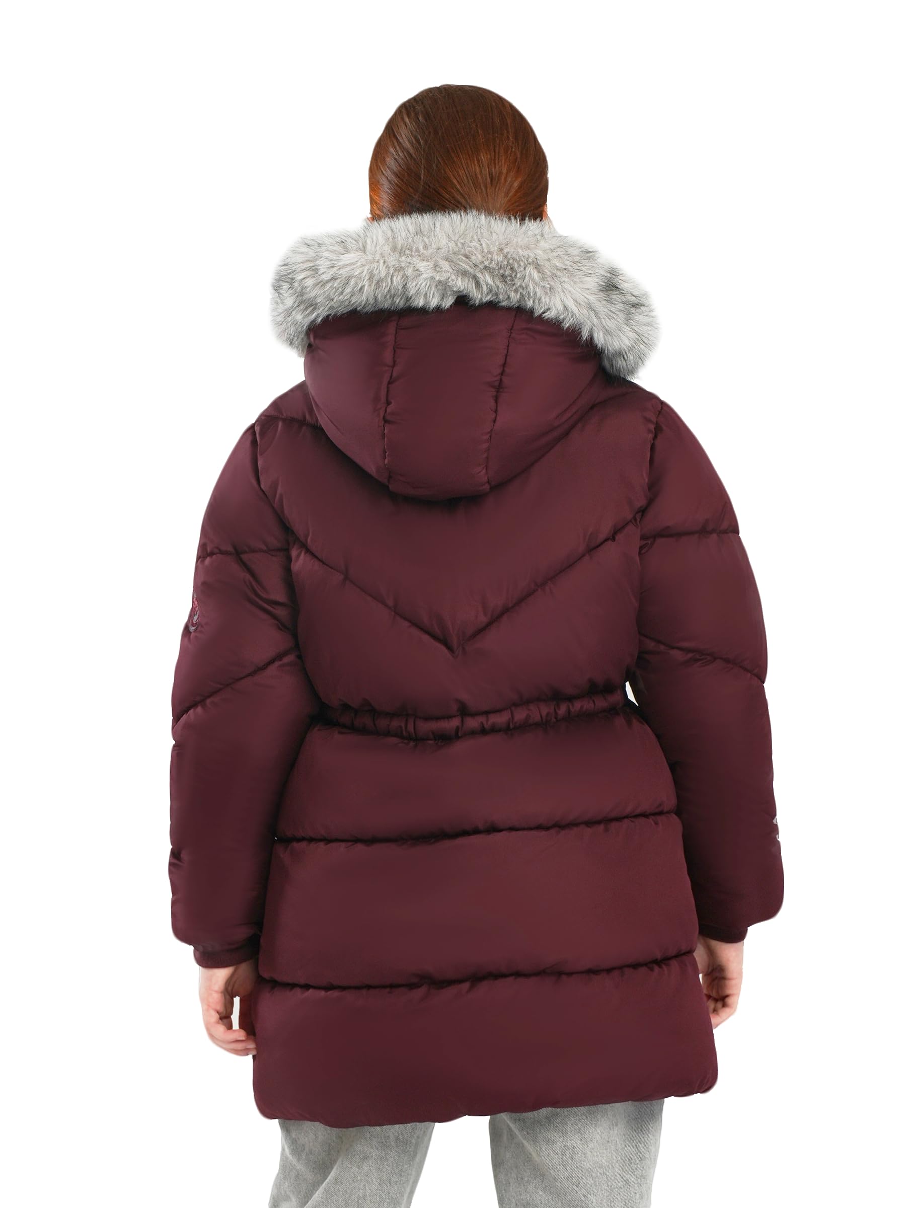 SOLOCOTE Manteau hiver pour filles impermeable doudoune matelasse a capuche doublure polaire bordure fausse fourrure parka long epais pour enfants