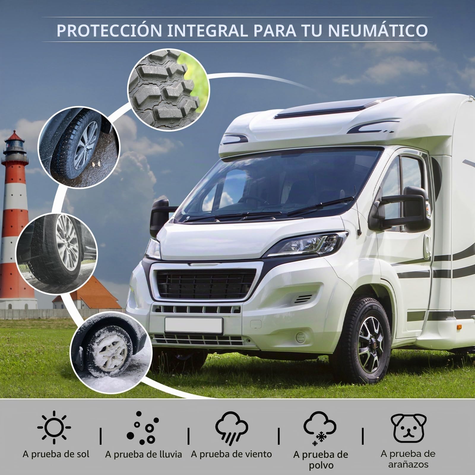 Geloo Juego de 4 Fundas Protectoras para Neumáticos, Resistentes al Agua contra el Sol la Nieve y el Polvo, 27-29 Pulgadas Negro Cubre Rueda de Repuesto
