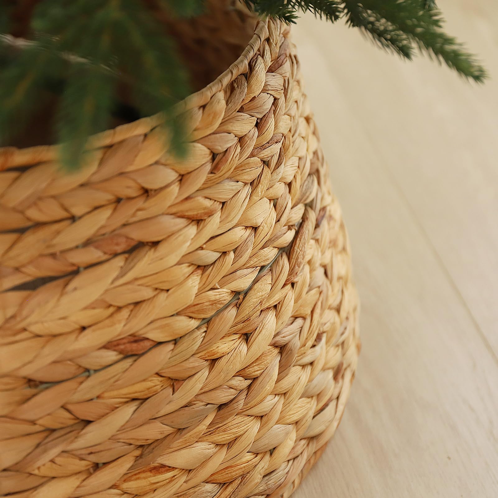 SALCAR 60cm Weihnachtsbaumring Abdeckung aus Rattan, handgefertigter Christbaumkorb, dekorativer Baumkragen, Baumständerschutz für Weihnachtsbäume, Weihnachtsdeko, Weihnachtsbaum Umrandung
