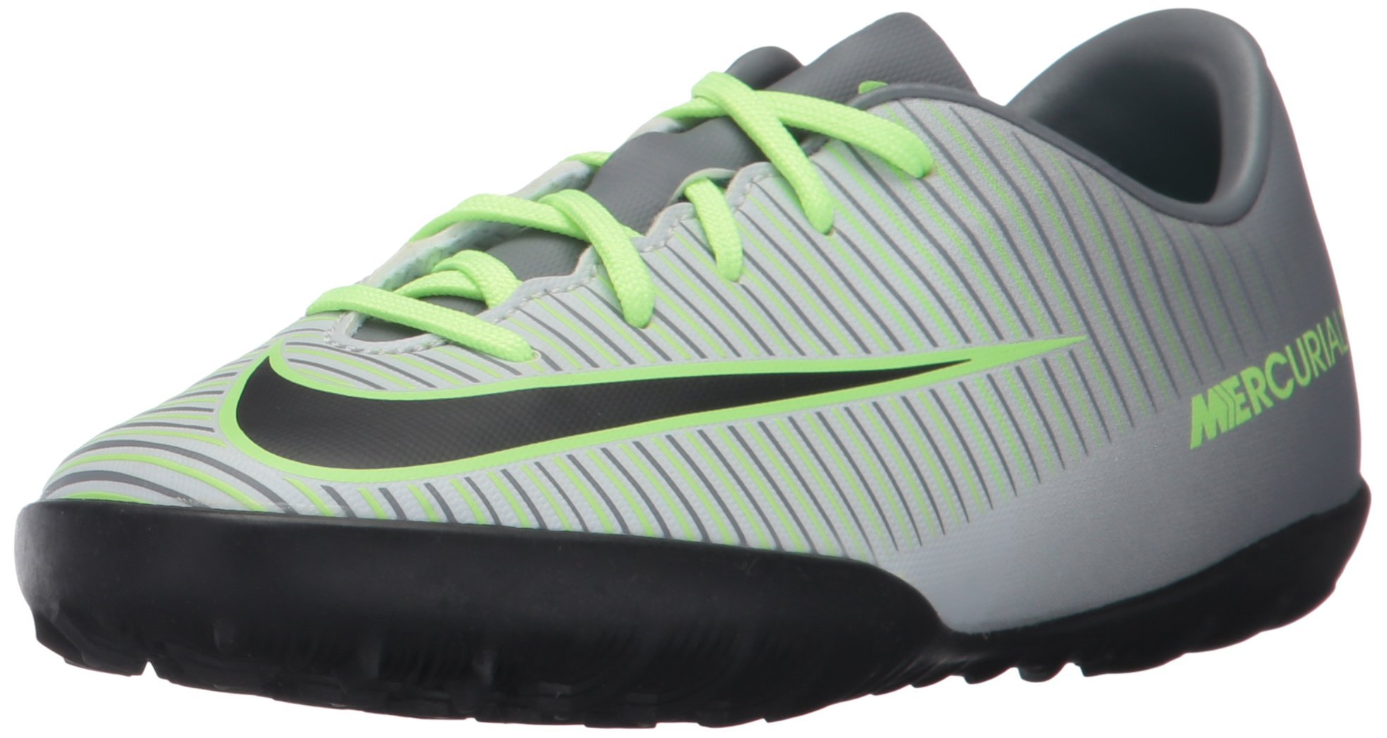 Nike Kids Jr Mecurialx Vapor XI Tf Pr Pltnm/Blk Ghst Grn Clr Jd Turf Soccer Shoe 1.5 Kids US