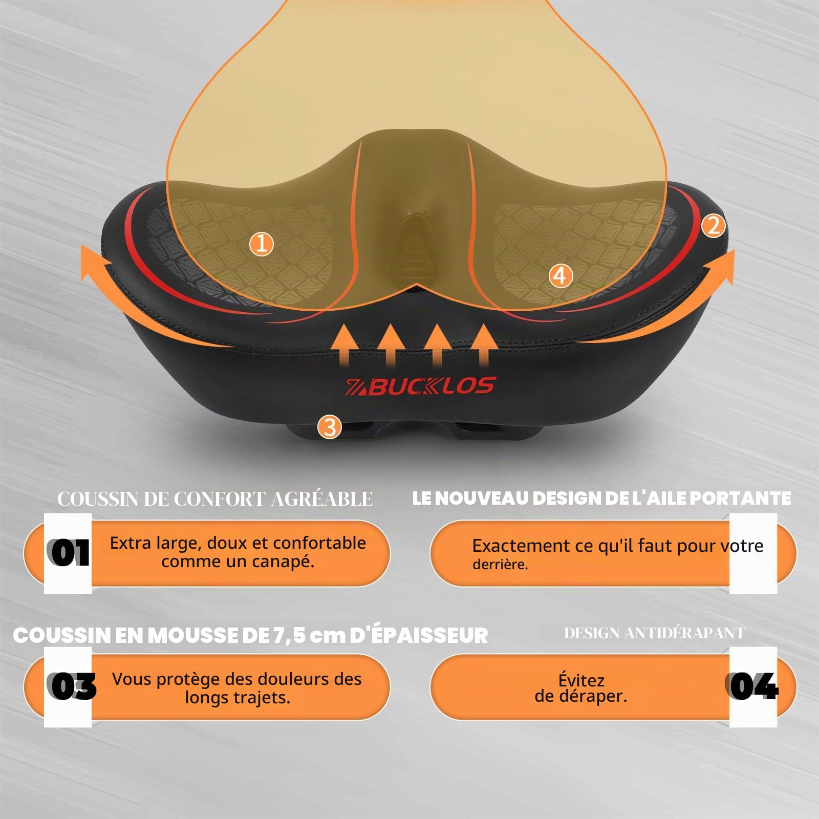 Selle de vélo surdimensionnée pour homme et femme, plus large avec rembourrage en mousse souple, selle de vélo ergonomique sans nœud pour VTT, vélo de ville, vélo de route et vélo d'appartement