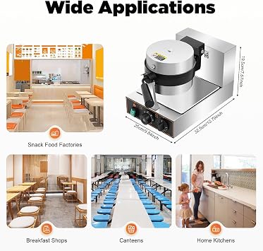 Commercial UFO Burger Maker Machine, 1.2KW Electric UFO Burger Waffle Cone Maker, 180 Rotating Ice Cream Sandwich Maker with Non-stick Baking Tray, Hamburger Machine for Household Or Commercial
