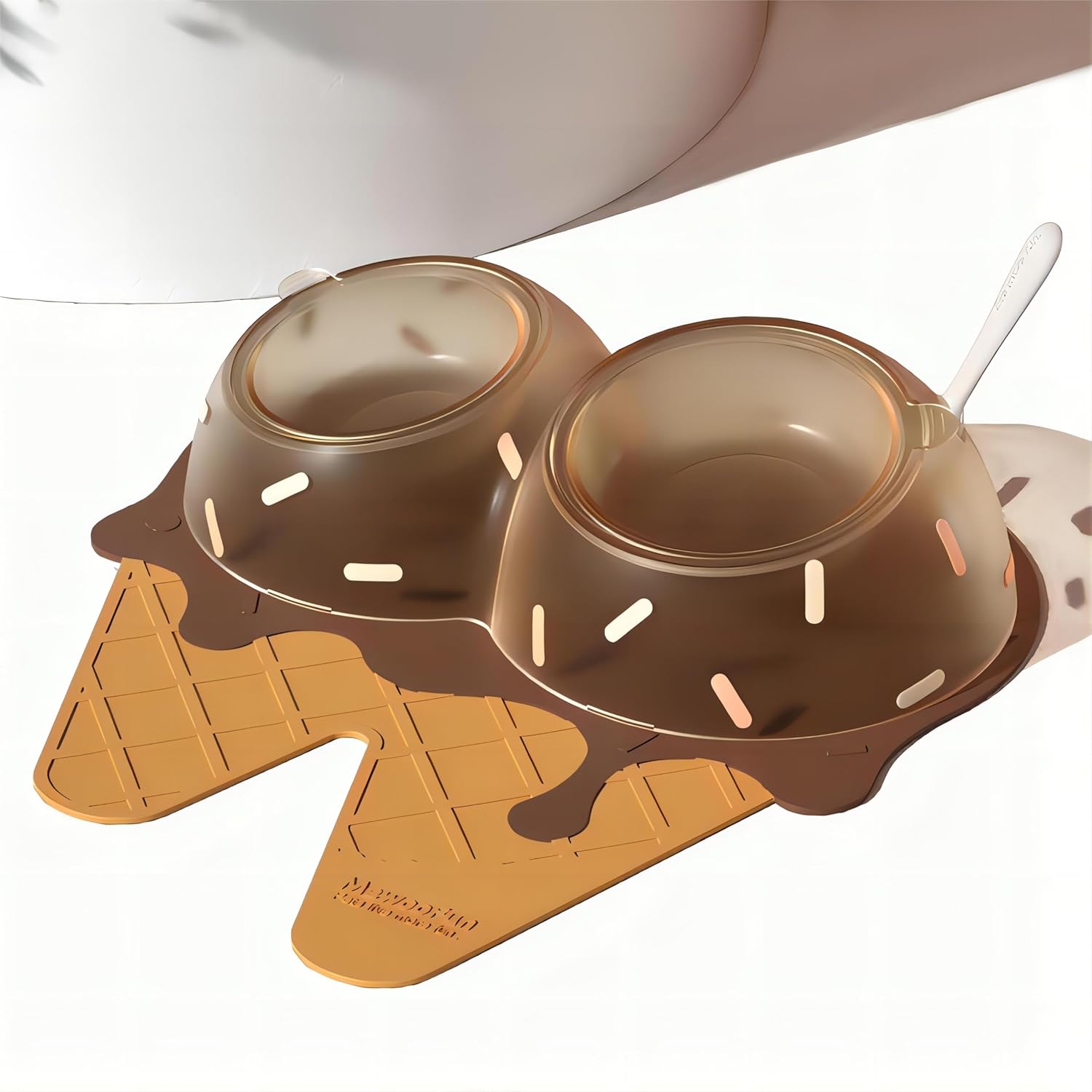 elevated tilted cat bowls: raised pet food and water bowl set for indoor cats with feeding mat, whisker friendly | anti-vomiting | anti-slip | kitten dishes cat essentials (chocolate)