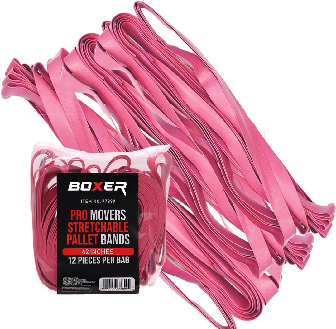 BoxerTool Pro Movers Band 36-Pack - Extra Large Rubber Bands for Moving Blankets, Trash Can, and Furniture, 30in, 36in & 42in - Variety Pack