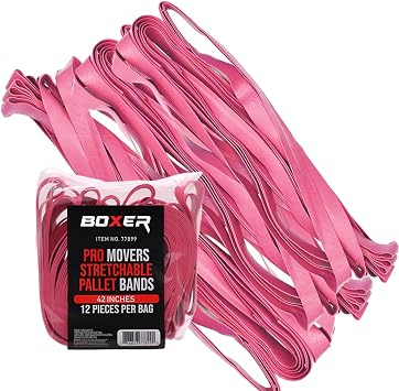 BoxerTool Pro Rubber Band 12-Pack - 42" Red Extra Large Rubber Bands for Trash Cans 95-96G, Moving Blankets and Furniture, Multi Purpose Rubber Band - Heavy Duty