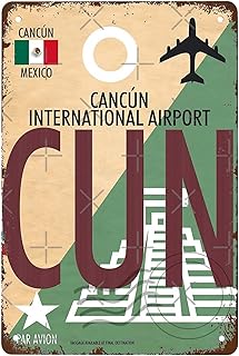 Cancun International Airport Cun Luggage Tag Baggage Tag Airport Code Cancun Mexico Central America Sign Wall Decor Vintage Metal Tin Signs Funny Man Cave Office Bathroom Bedroom Wall Art 6x8 In