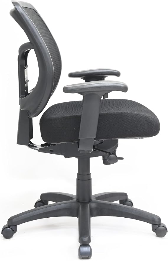 Eurotech Seating Apollo Mid-Back Swivel Ergonomic Office Chair with TEMPUR Cushioned Seat and Mesh Back, 360-Degree Swivel Executive Task Office Chair, Black