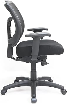 Eurotech Seating Apollo Mid-Back Swivel Ergonomic Office Chair with TEMPUR Cushioned Seat and Mesh Back, 360-Degree Swivel Executive Task Office Chair, Black