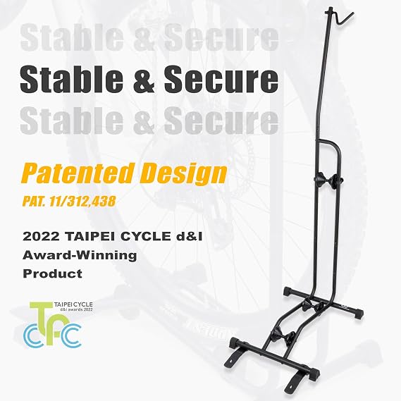 CyclingDeal Upright Bike Stand Floor - Vertical & Horizontal Bicycle Stand Bicycle Storage - Safe & Secure Bike Storage Rack - for Wheels Sizes up to 29 - Bike Rack Garage Bicycle Rack - Classic