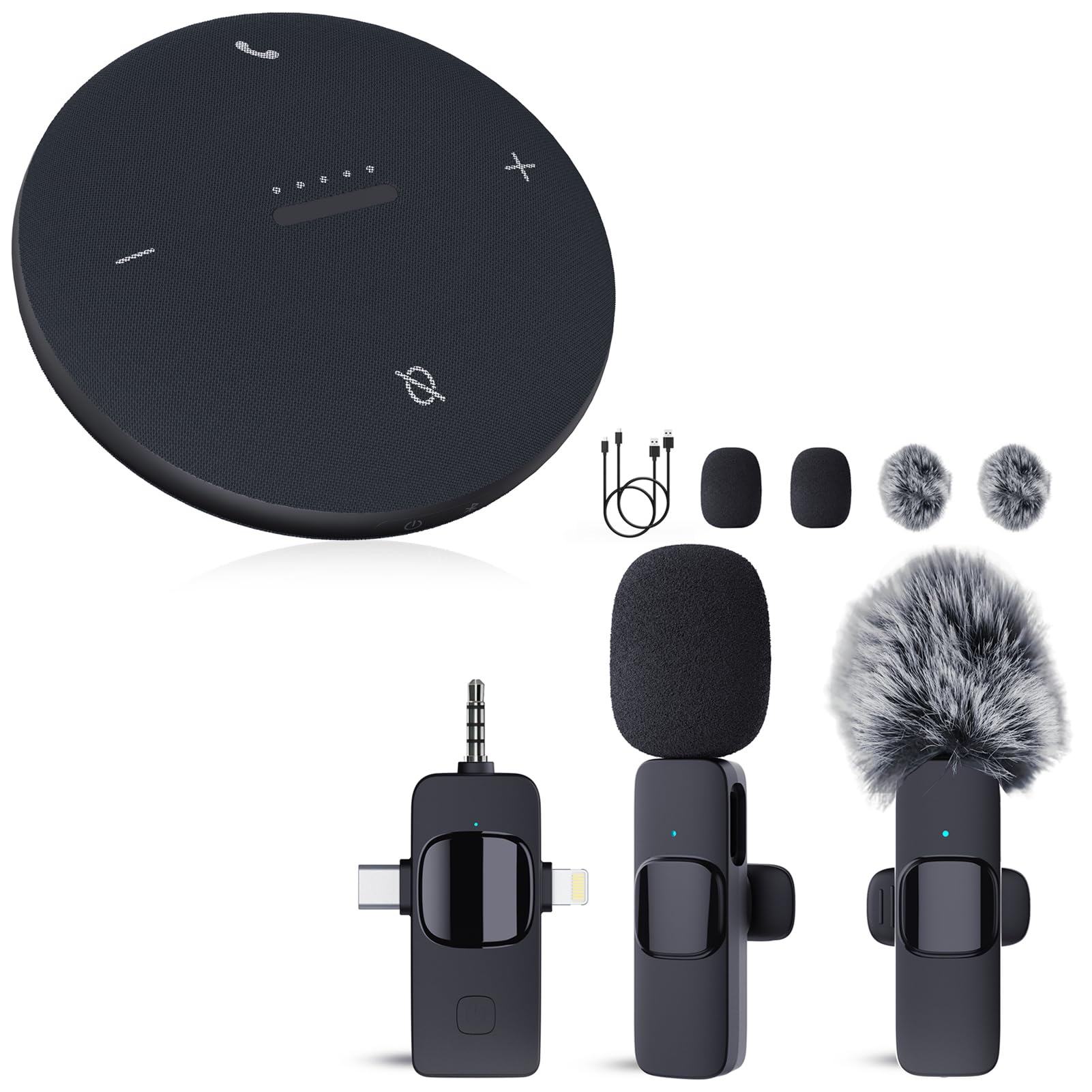 HITROLINK Wireless Lavalier Microphone with Charging Case, Dual Lavalier Microphone for Interviews, Live Streaming, YouTube, TikTok, Vlog, 30H Working