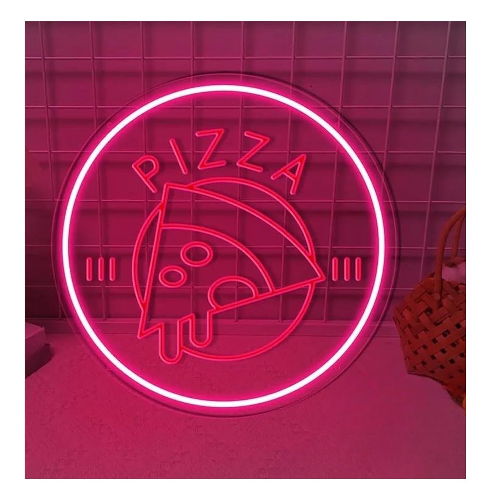 Zynther Neon lamp for neon Sign Powered for Restaurant Wall Decoration, Light for Pizza(40cmx40cmrose)