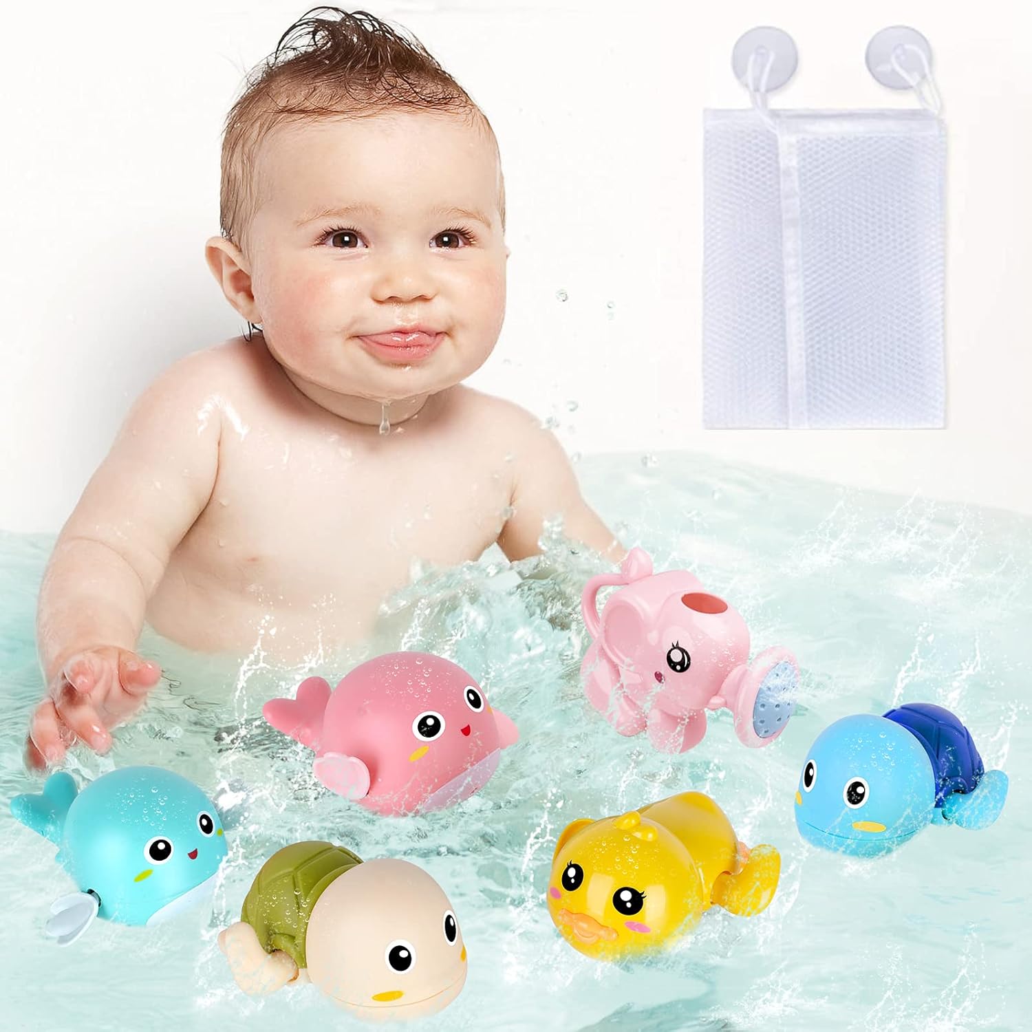 Bath Toys, 6 Pack Bathtub Toys for 1 2 3 4 5 Year Old Boy Girl Swimming