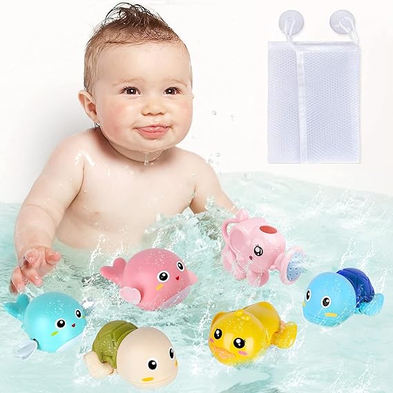 Bath Toys, 6 Pack Bathtub Toys for 1 2 3 4 5 Year Old Boy Girl Swimming