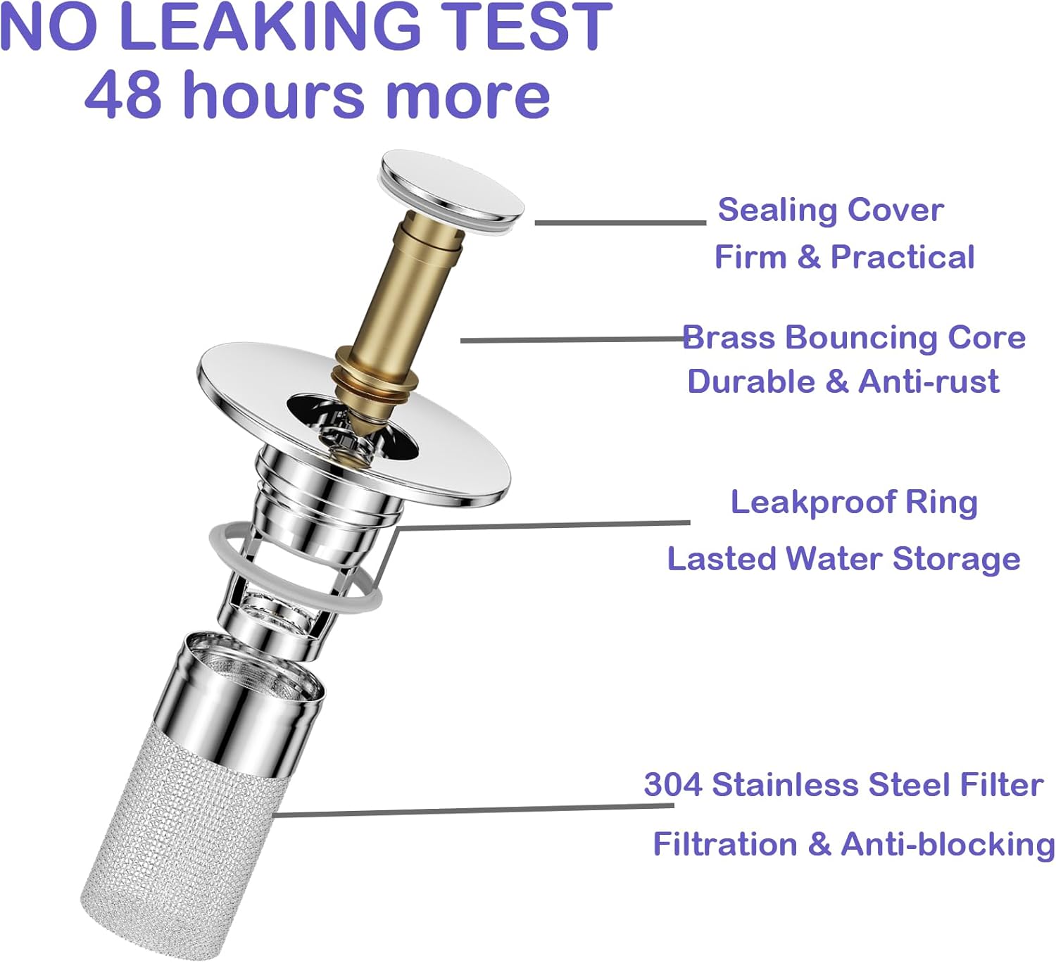 Bathroom Sink Drain Strainer,Sink Drain Strainer for Universal Replacement,Pop Up Small Bathroom Sink Stopper with Easy-Cleaning Stainless Steel Filter Basket Hair Catcher - Image 7