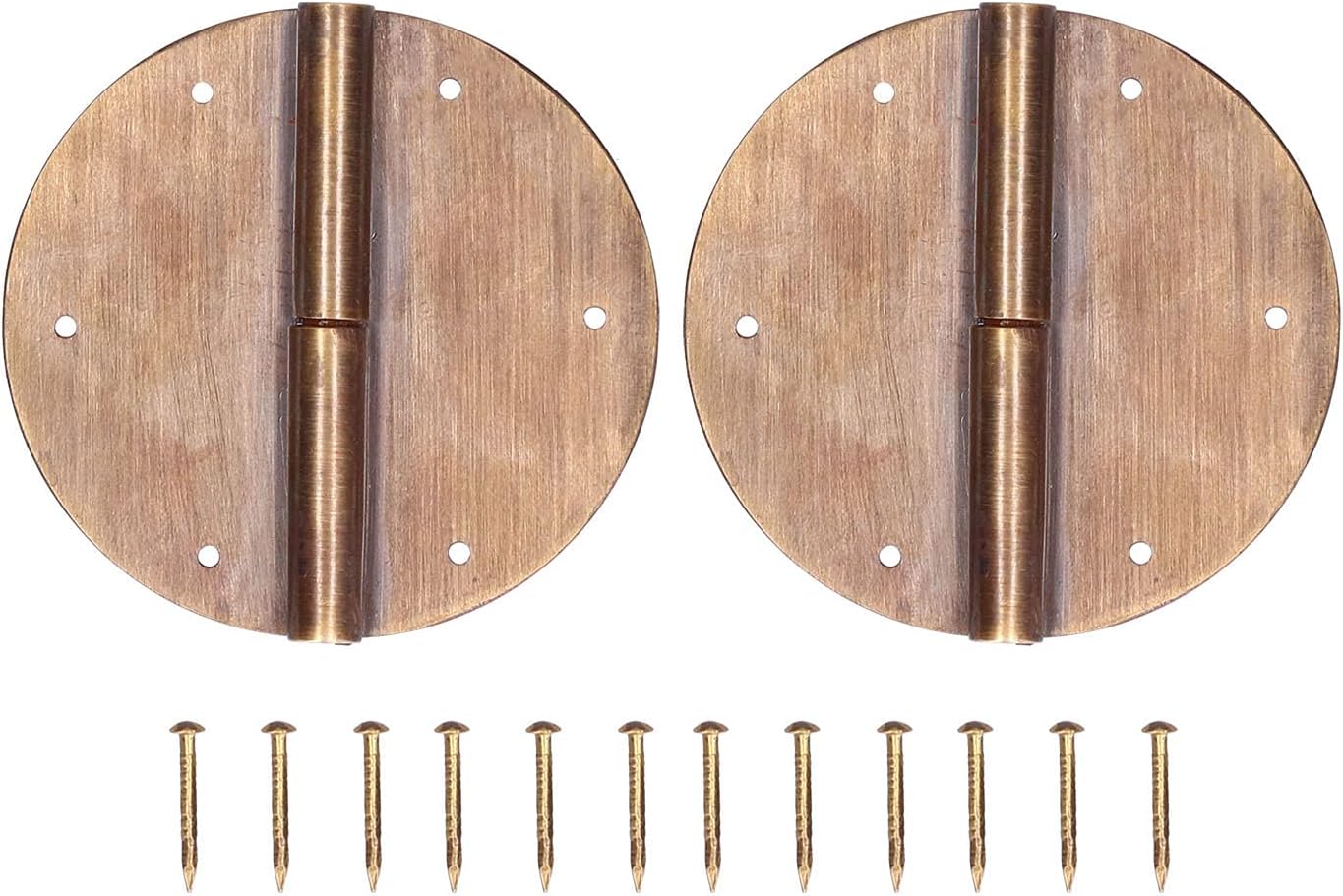 Yosoo Round Brass Hinges, Double Pin Joint with Steering Knuckle for Folding Tables Sewing Machine Tables, Polished Surface with Screws for Home Decoration Furniture