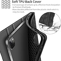 Vista 9 de H HOLIMET Funda para iPad Pro 12.9 2022 6ª/5ª/4ª/3ª generación con soporte para lápices, bolsillo, soporte tipo folio, tapa trasera de TPU suave, a
