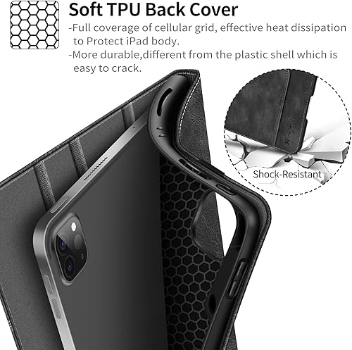 Miniatura 9 de H HOLIMET Funda para iPad Pro 12.9 2022 65433 generación con soporte para lápices, bolsillo tipo folio, funda de TPU suave a prueba de golpes,