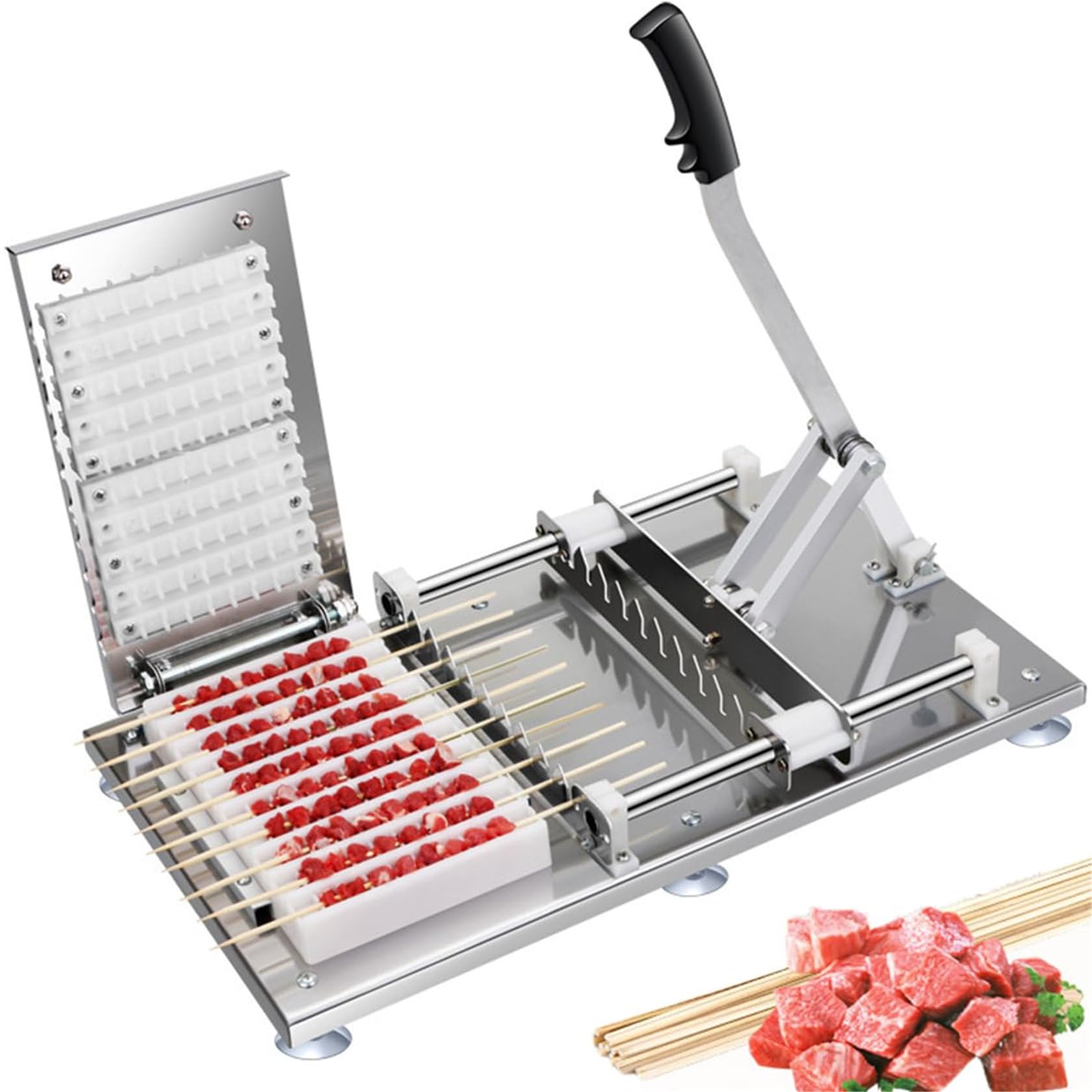 HTTGDGDH Meat Skewer Maker, Stainless Steel Kebab Skewer Making Box, 10 Hole Kebab Machine Meat Skewer Tool For Making Vegetable Kebab Skewers,