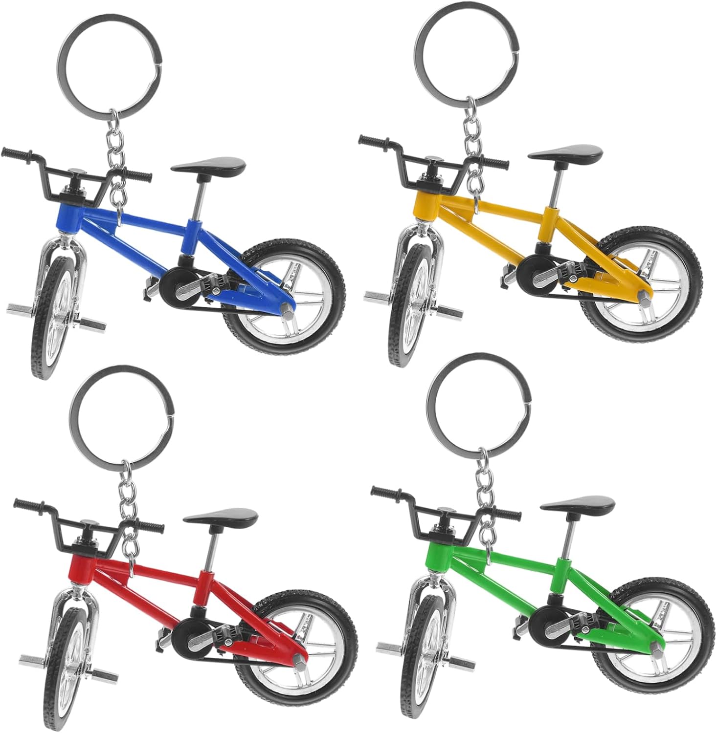Ciieeo 4pcs Finger Mountain Bike Models Realistic Design Keychain Pendant Decor for Bag Unique Toy for Display and Play for Bike Enthusiasts