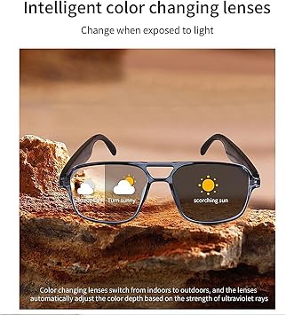 Ai Smart Glasses, Wireless Intelligent Eyewear, Voice-Control Ar Display, Hands- Calling and Video Support, Travel and Daily Use, 5.71x1.97 Inches, Black, Single Pack
