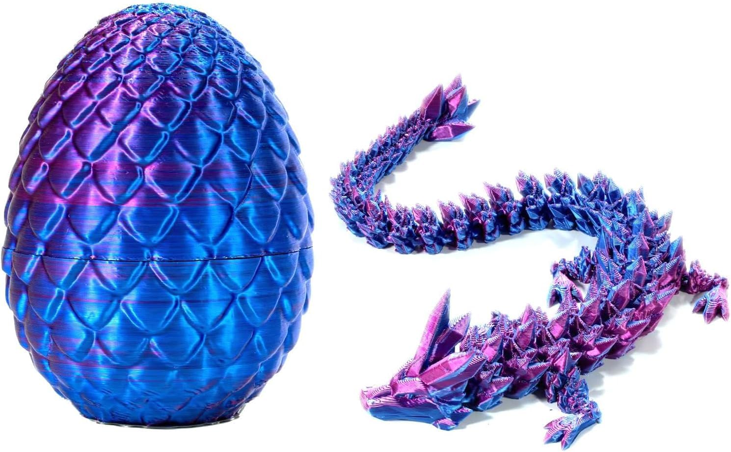 3D Printed Dragon in Egg,8.5CM Mini Dragon Egg,Flexible Joints Home Decor Executive Desk Toys,Home Office Decor Executive Desk Toys for Autism/ADHD (Purple)