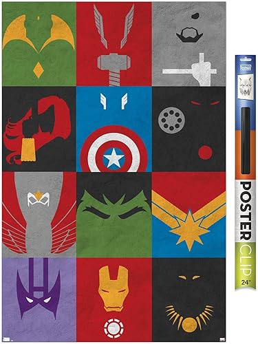 Trends International Marvel Comics-Avengers-Minimalist Grid Mount Póster de pared