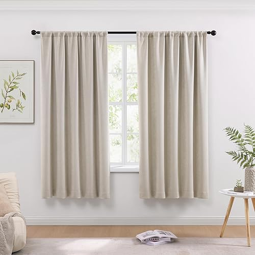 Miniatura 13 de WRENSONGE Cortinas Opacas para Dormitorio, Cortinas Opacas Azul Marino de 63 Pulgadas de Largo para Ventanas de Sala de Estar y Cocina, Cortinas