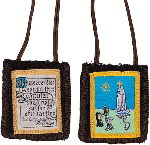 Miniatura 9 de Escapulario marrón de lana  Devocional católico  Gran regalo cristiano para hitos religiosos como la primera comunión y confirmación  Incluye papel