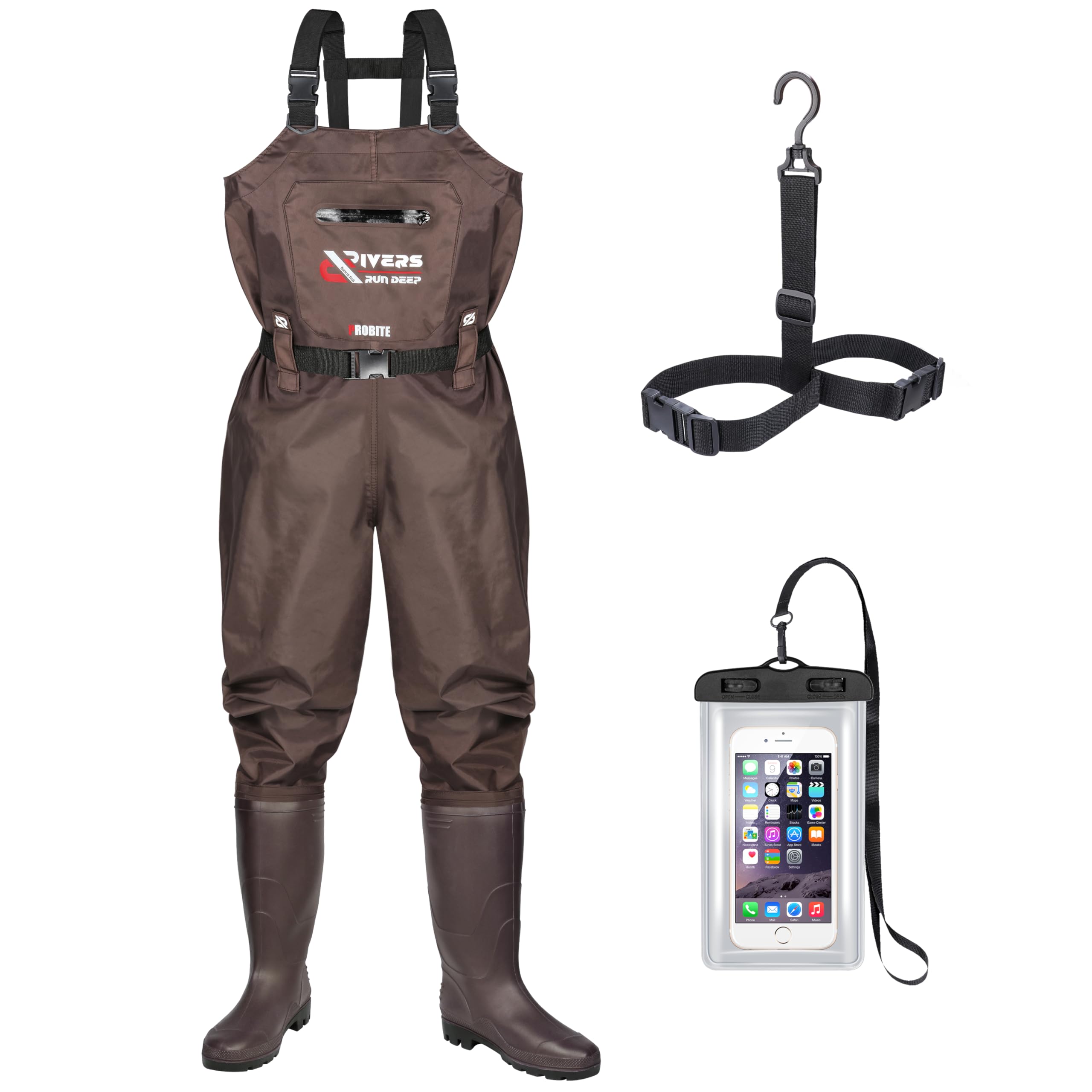 Upgraded 210D Nylon Chest Waders with Boots - Waterproof PVC Fishing & Hunting Waders for Men, Breathable Wading Gear