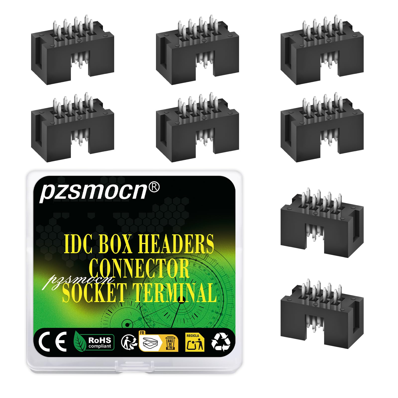 20 sztuk IDC 2 x 4 dwurzędowe 8-biegunowe złącze wtykowe męskie zaciski tulejowe 2,54 mm wymiar rastrowy, JTAG ISP 8-biegunowy prosty adapter zaciski gniazda do projektów elektronicznych PCB.