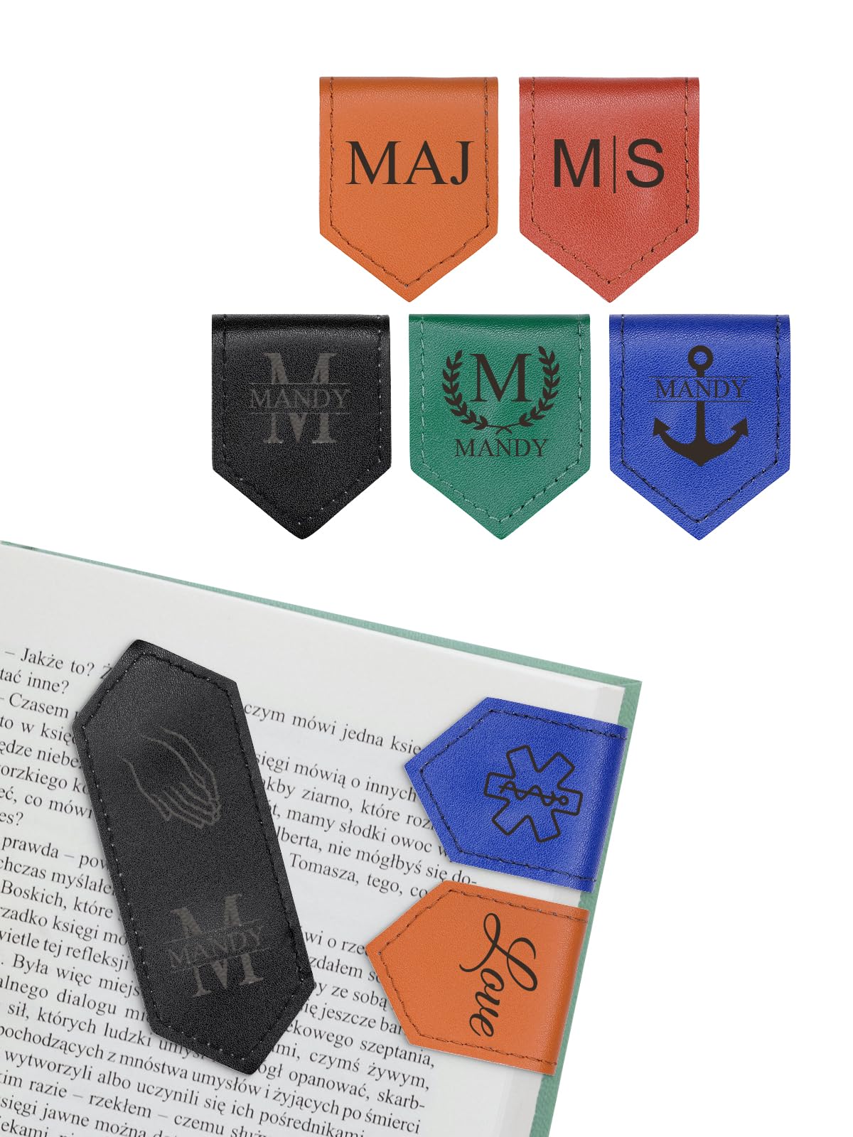 JOVIVI Magnetic Bookmark, Bookmarks for Men Women, Personalised Leather Bookmark Magnet Book Marks for Book Lovers, Book Markers Clip Gifts for Readers Teachers Adult Birthday