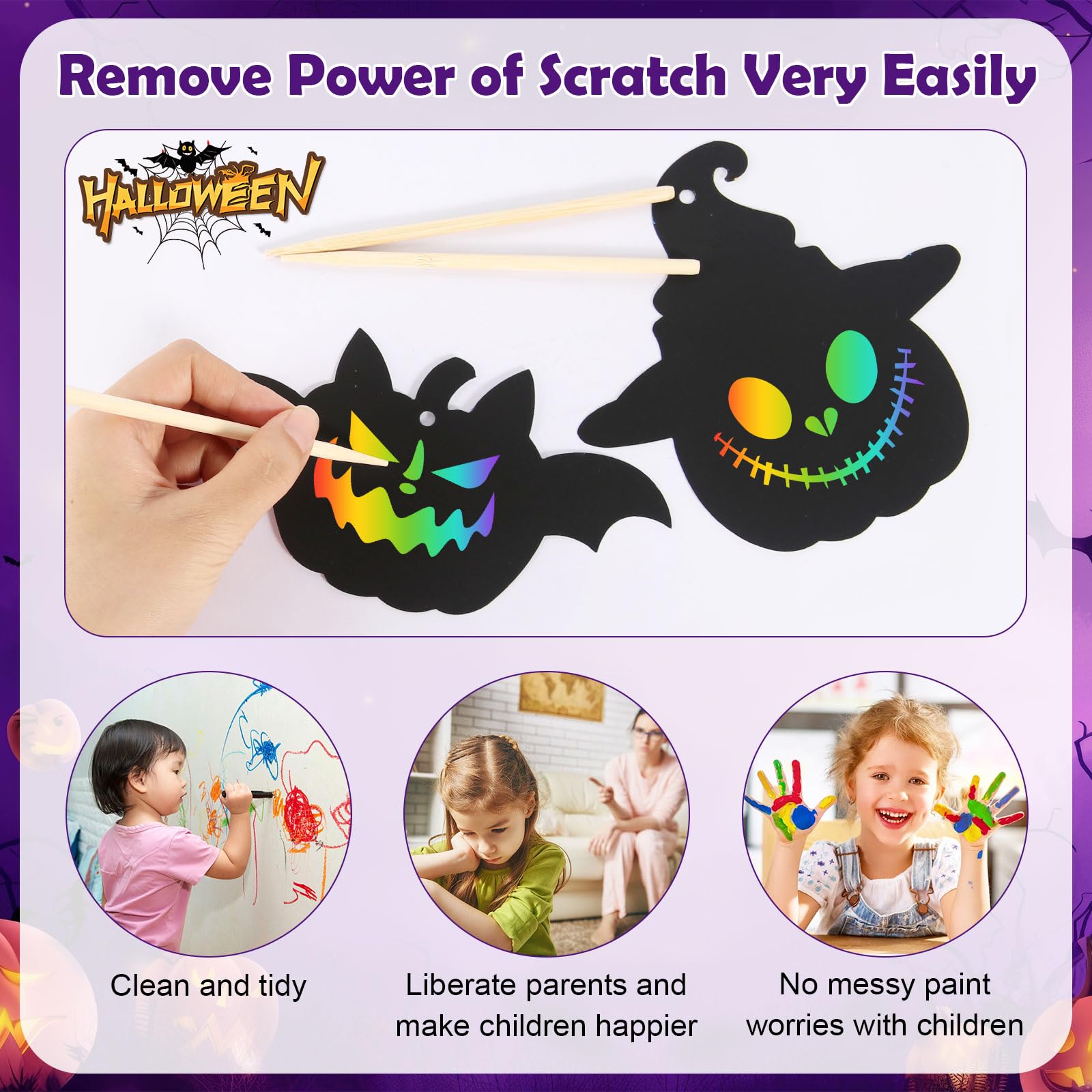 Cartes à Gratter Halloween Pour Enfants 48 Pièces Papier à