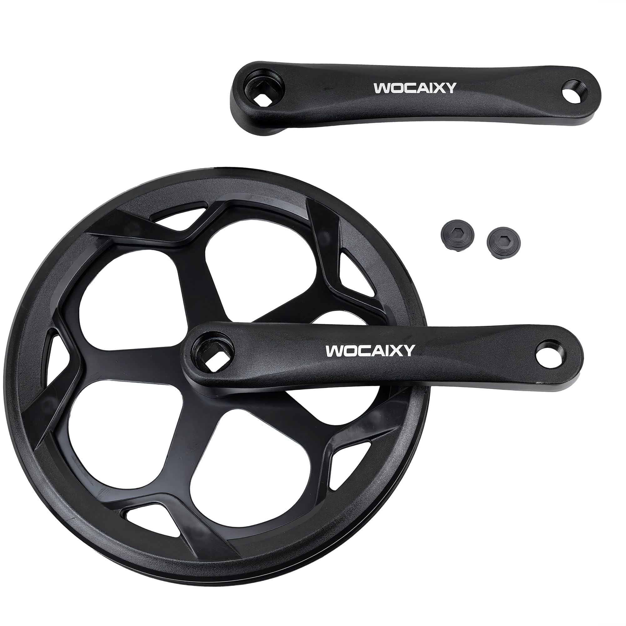 Wocaixy Bicycle Crankset 6 7 8 Speed 48T 52T with Double Chain Cover Square Crank Set Aluminium Alloy 170MM Crank Arm for Mountain Folding Bike 1 Piece