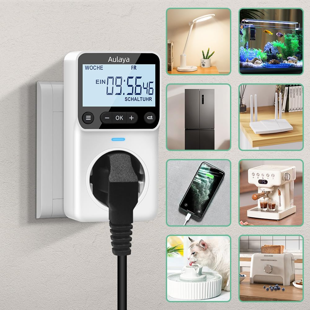 Zeitschaltuhr Steckdose Digital Innen mit 25 konfigurierbaren Wochen- Tages- und Minuten Programmen,LCD-Display Digitale Elektrische Zeitschaltuhr für Innen 3680W 3 Pack