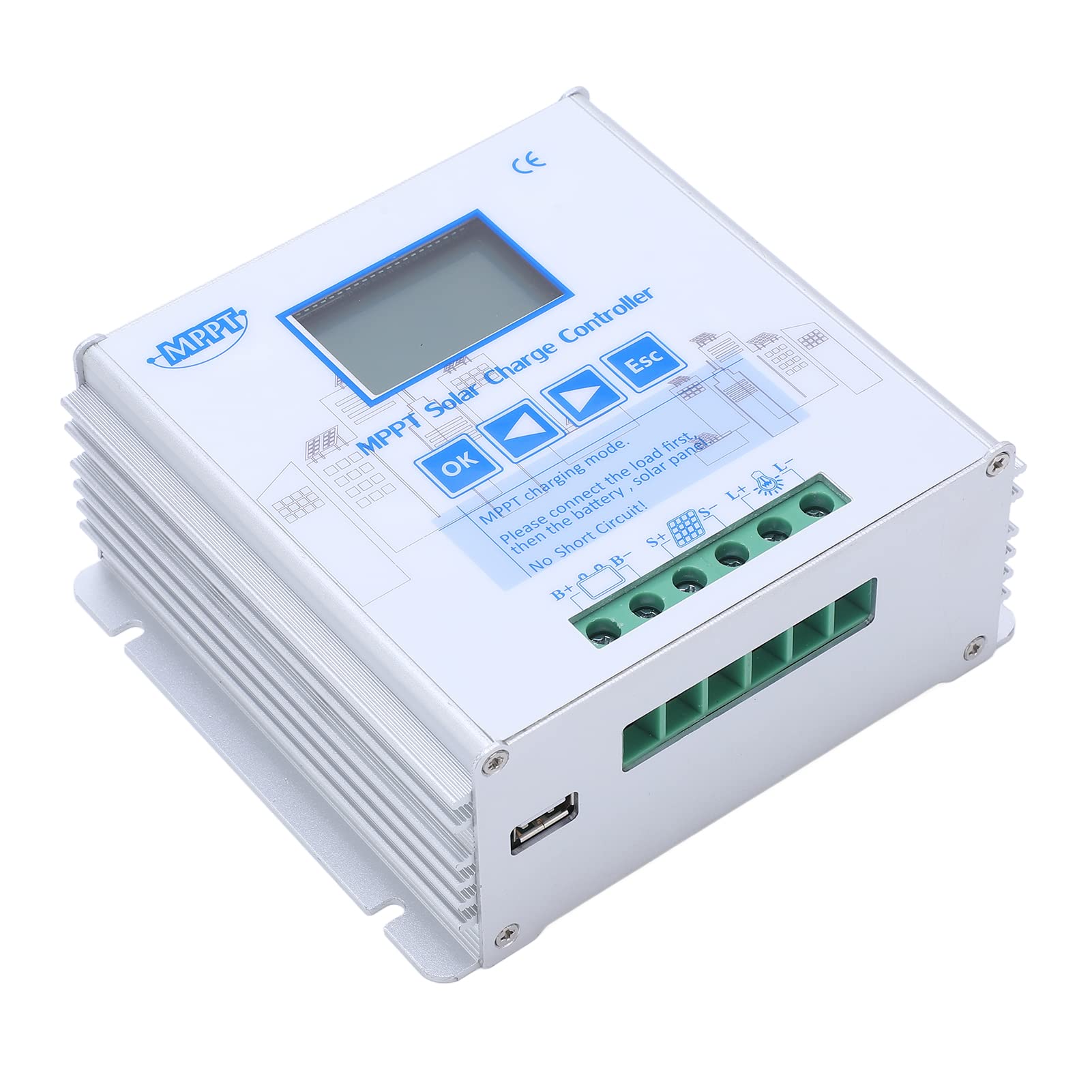 Controlador de Carga Solar, Controlador de Carga de Panel Solar MPPT 12 V 24 V 10 A para de Batería Fotovoltaica, Compatible con Litio y , para Sistemas Solares RV Barco Fuera de la Red