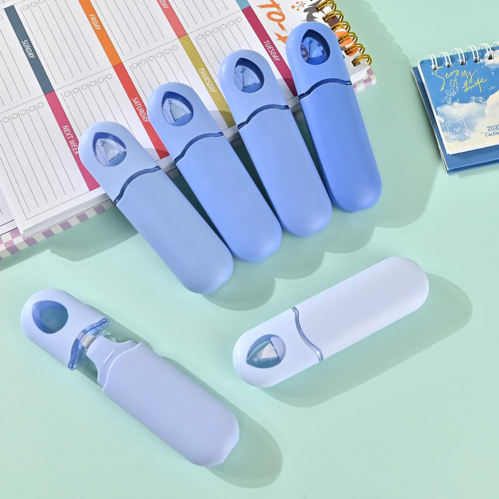 Temiary 12 Stück süßes weißes Korrekturband, einfach zu bedienende Whiteout-Korrekturstifte, 0,5 x 599,4 cm, glattes Schreiben und ästhetisches Büro- und Schulbedarf (blau)