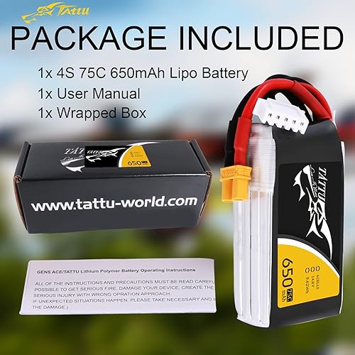 Miniatura 6 de Tattu Batería Lipo de 650 mAh 4S1P 75C 14.8 V con enchufe XT30