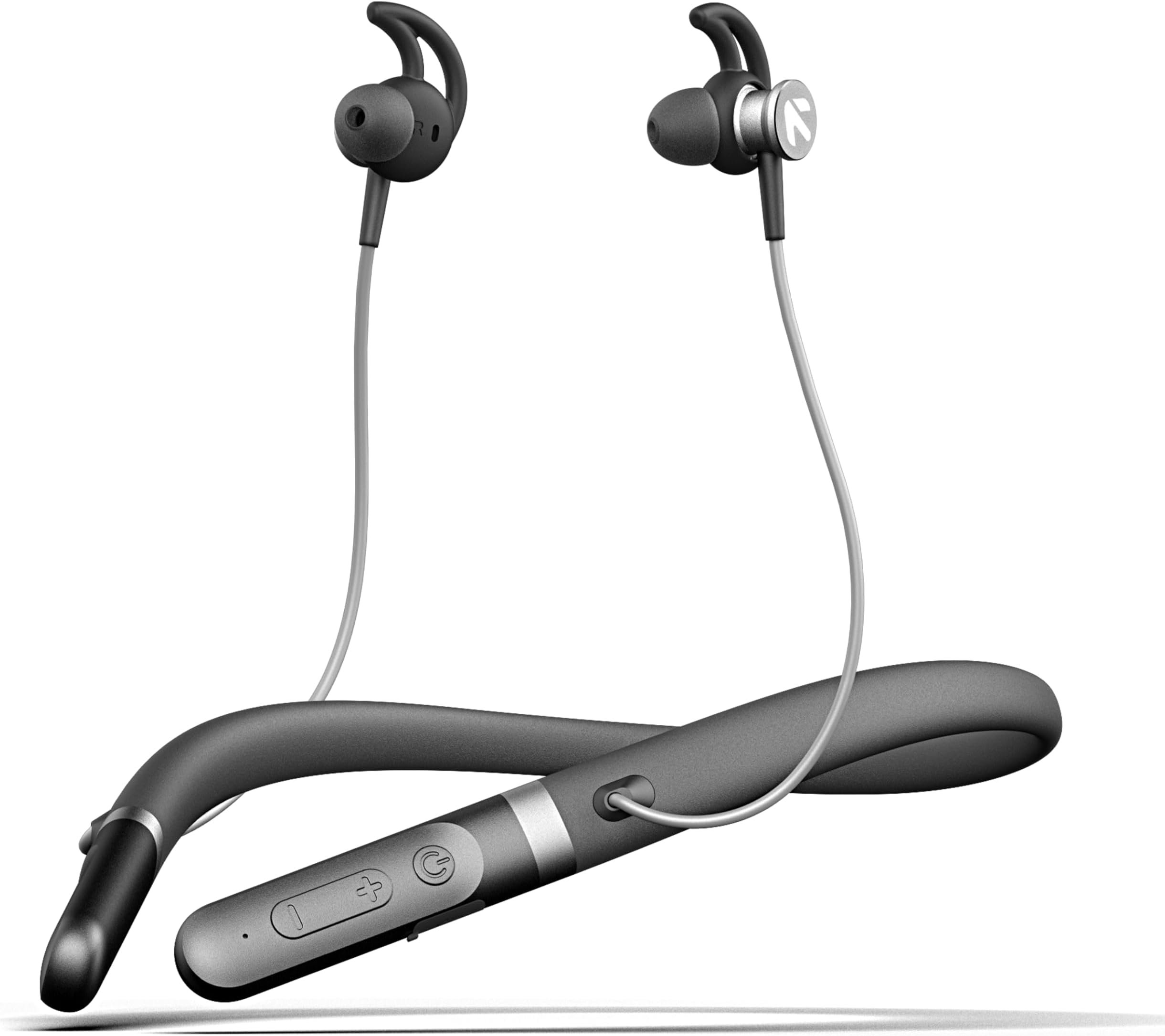 GOBOULT Audio ZCharge Bluetooth Earphones with 40H Playtime, Dual Pairing Neckband, Zen™ ENC Mic, Type-C Fast Charging (10Mins=15Hrs), Biggest 14.2mm Bass Driver IPX5 Premium Silicone Neck band(Black)