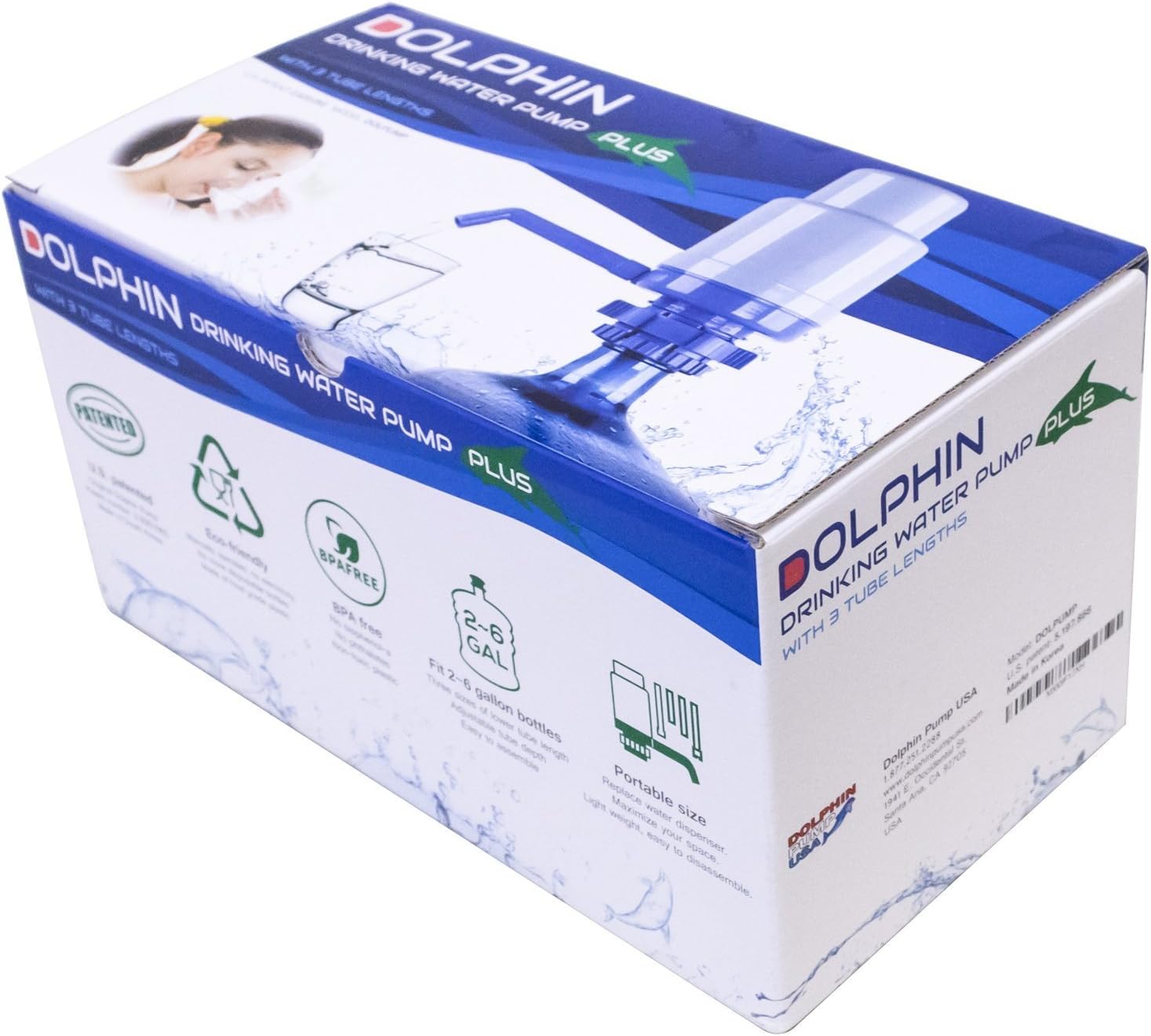 Improved Generation Dolphin Water Bottle Pump with 4 Tubes Fits Most 2 to 6 Gallon Cooler Excluding Glass (NO BPA)