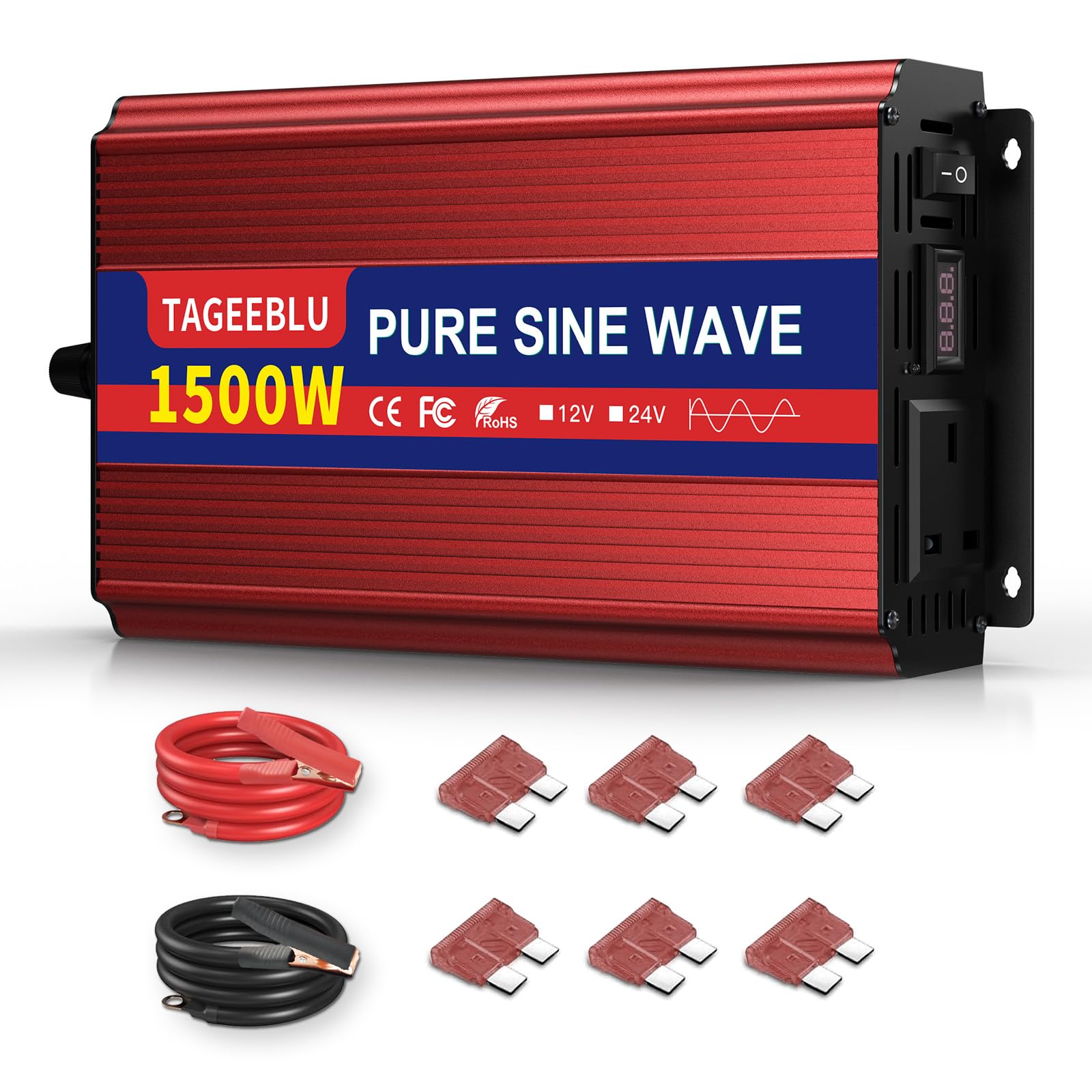 Pure Sine Wave Power Inverter 400w DC 12V to AC 240V Voltage Converter with AC Outlets,digital display,and safety switch，for Motorhomes,Trucks,Boats,Camping,800W Peak Power — view 13