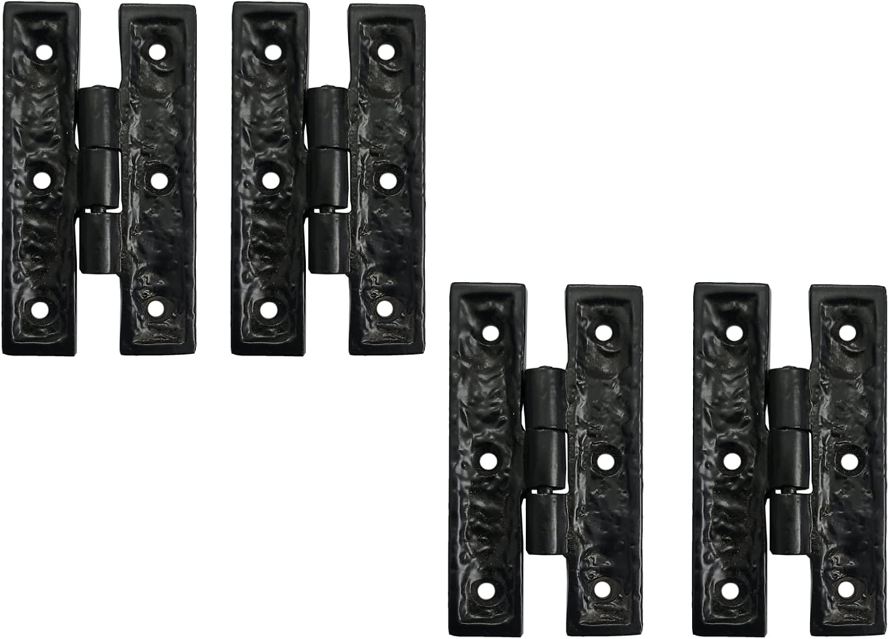 Adonai Hardware3.3 Inch "Tabeal" Antique Cast Iron Rectangular Cabinet H Hinge (Supplied as 4 Pieces per Pack) - Matte Black Powder Coated