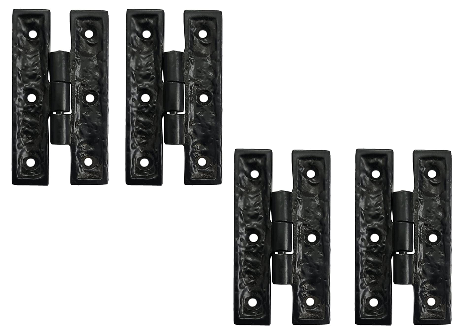 Adonai Hardware3.3 Inch "Tabeal" Antique Cast Iron Rectangular Cabinet H Hinge (Supplied as 4 Pieces per Pack) - Matte Black Powder Coated