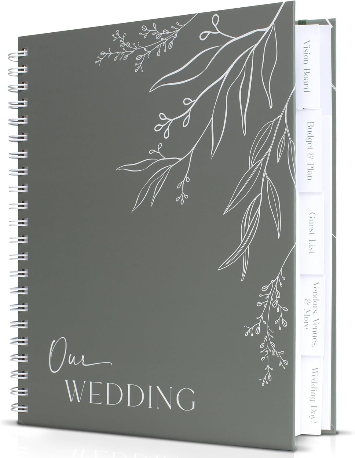 Beautiful Minimalistic Wedding Planner Book and Organizer - Enhance Excitement and Makes Your Countdown Planning Easy - Unique Engagement Gift for Newly Engaged Couples, Future Brides and Grooms Sage