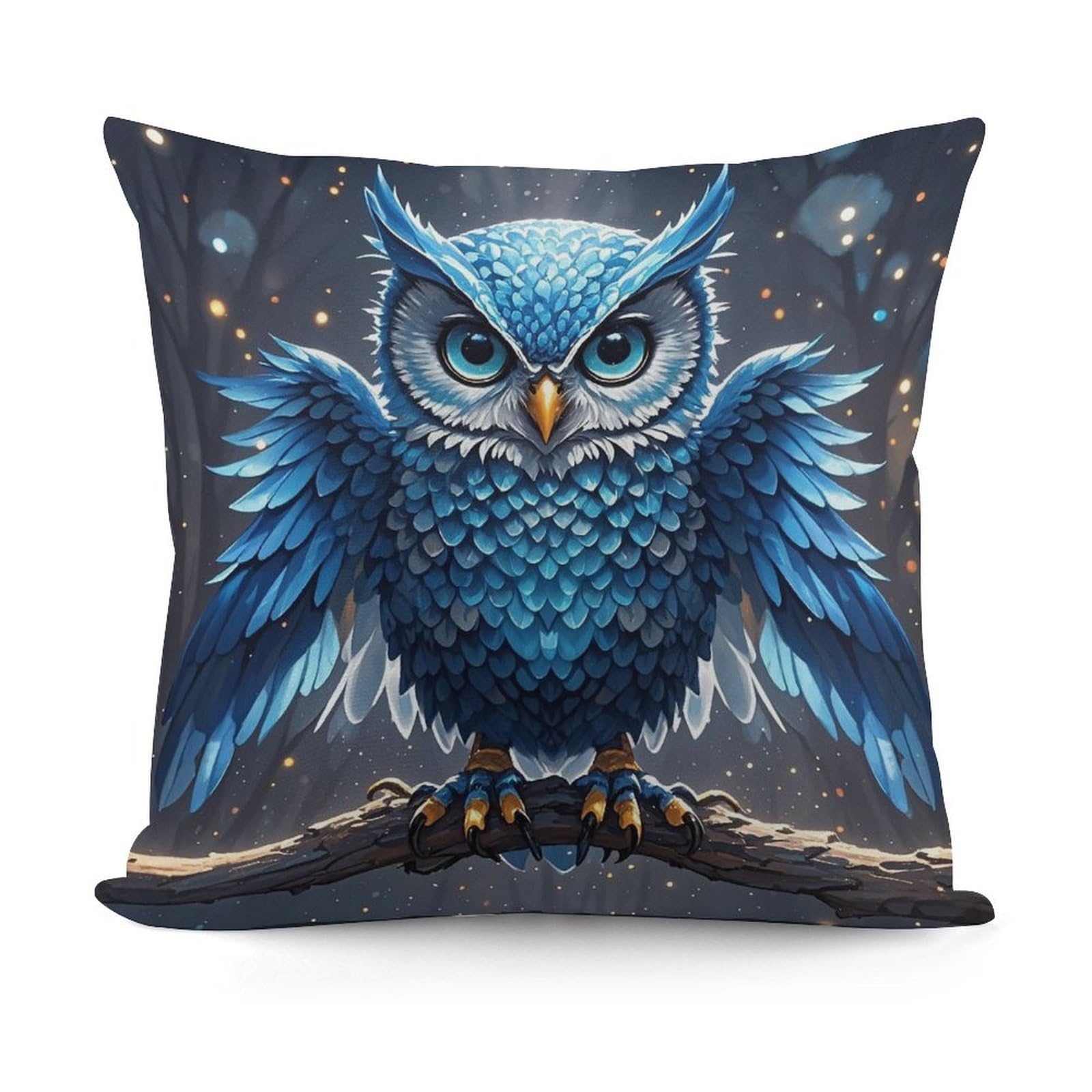 LZQPOEAS Blue Owl Throw Pillow Cover 18x18 in Breathable Square Pillow Case Cozy Soft Pillowcase Protector Fashion Modern Couch Cushion Case for Living Room Bed Sofa Decor