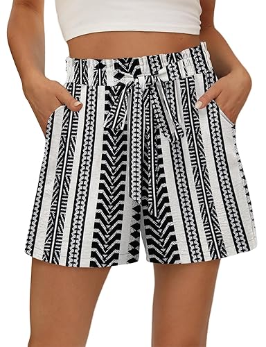 KISSMODA Womens Summer Shorts with Pockets Lightweight High Waisted Adjustable