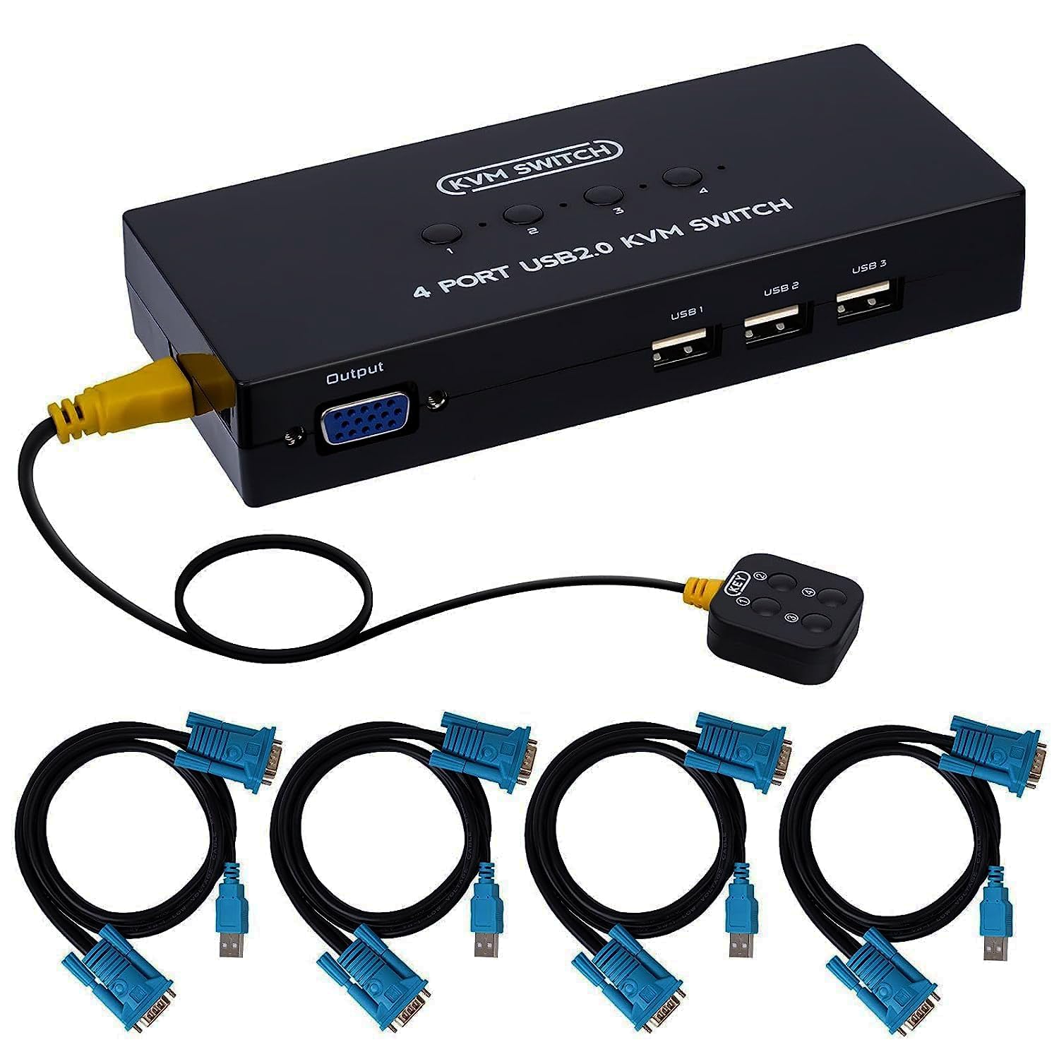 Microware 4 Ports 4X1 KVM HDMI USB Multi-viewer Quad Screen Real Time Multi-viewer with HDMI Seamless Swi-tcher 1 Keyboard Mouse Control 4 PC Host-image-42