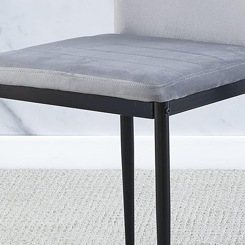 Miniatura 5 de Juego de 4 sillas de comedor de terciopelo con asiento acolchado tapizado, marco de metal para uso en casa y oficina